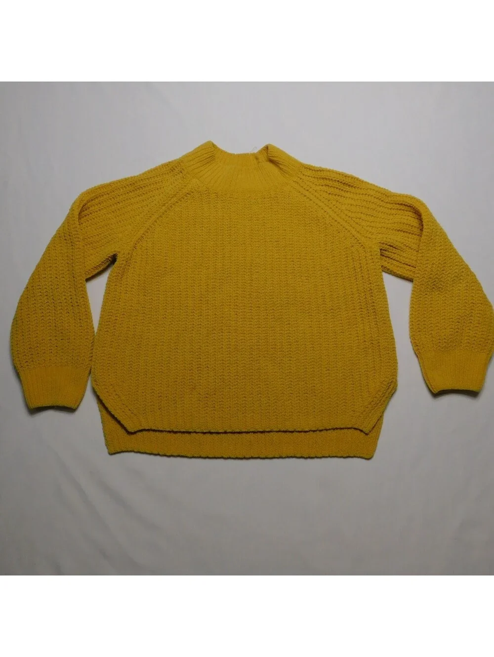 Old Navy Girls Small 6-7 Mustard Yellow Chenille Knit Sweater Mock Neck Pullover